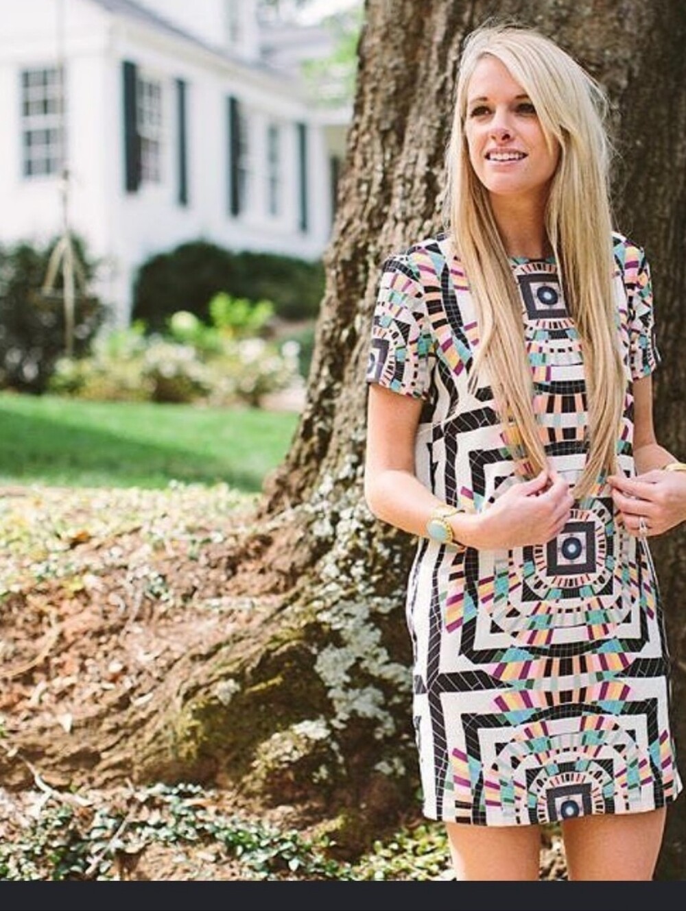Mara Hoffman Kaleidoscope Shift Dress, Size Large, Mini Dress, Geometric Pattern